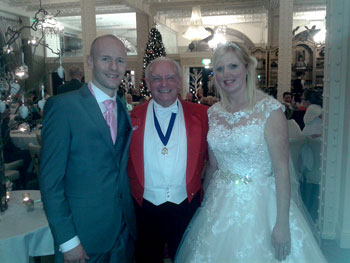 Mike with Lyndsay & Philip the new Mr & Mrs Barnes at their wedding reception at 30 James Street
