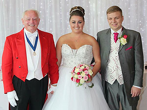 Mike with Hanna & Ste at their wedding reception